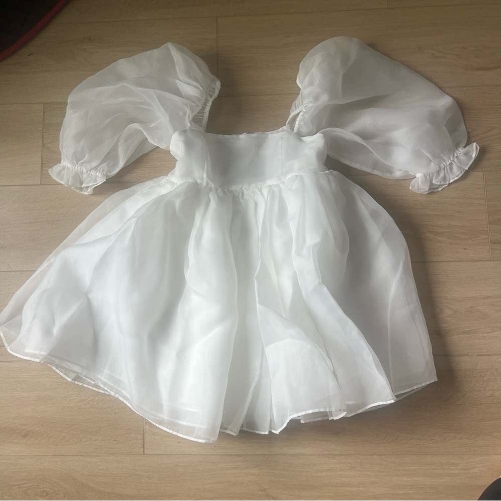Selkie White Puff Mini Dress